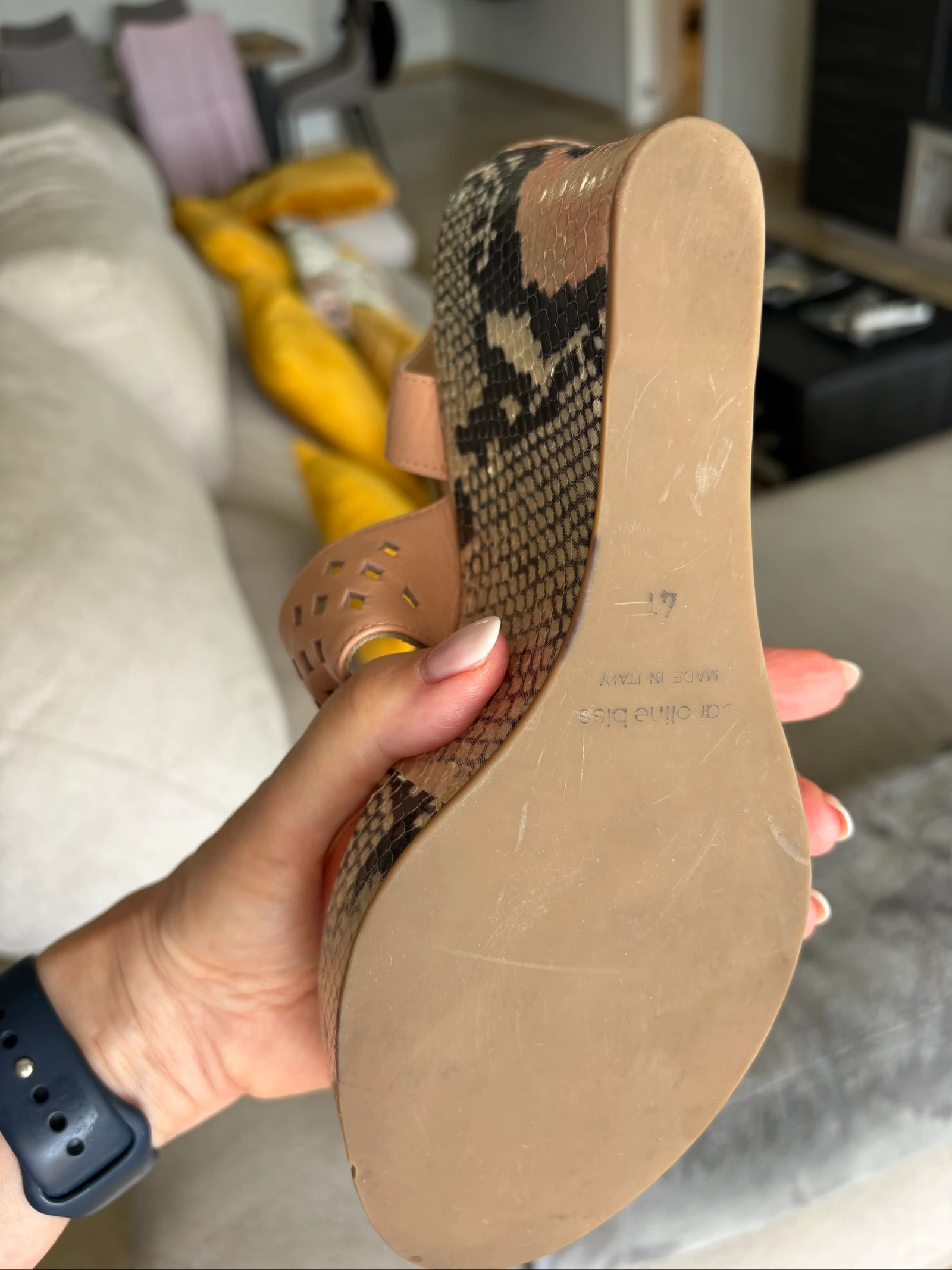 Sandales compensées Caroline Biss cuir rose 41 – photo 8
